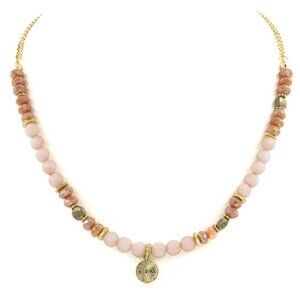 TRENDING FASHION Mauve Semi-Precious Mineral Stone Bead Goldtone Necklace NWT